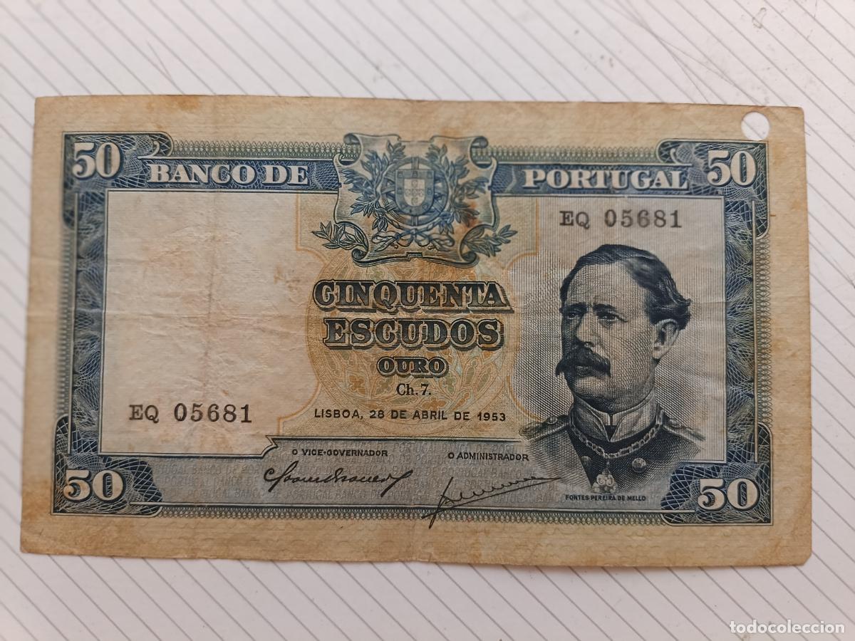 Billetes extranjeros: 50 ESCUDOS. CINQUENTA. PORTUGAL. 1953