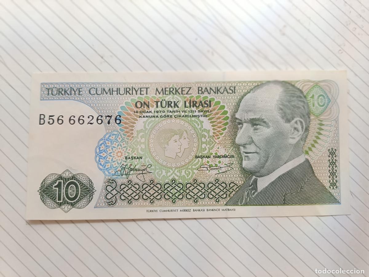 Billetes extranjeros: TURQUIA - 10 lira L.1970 SC
