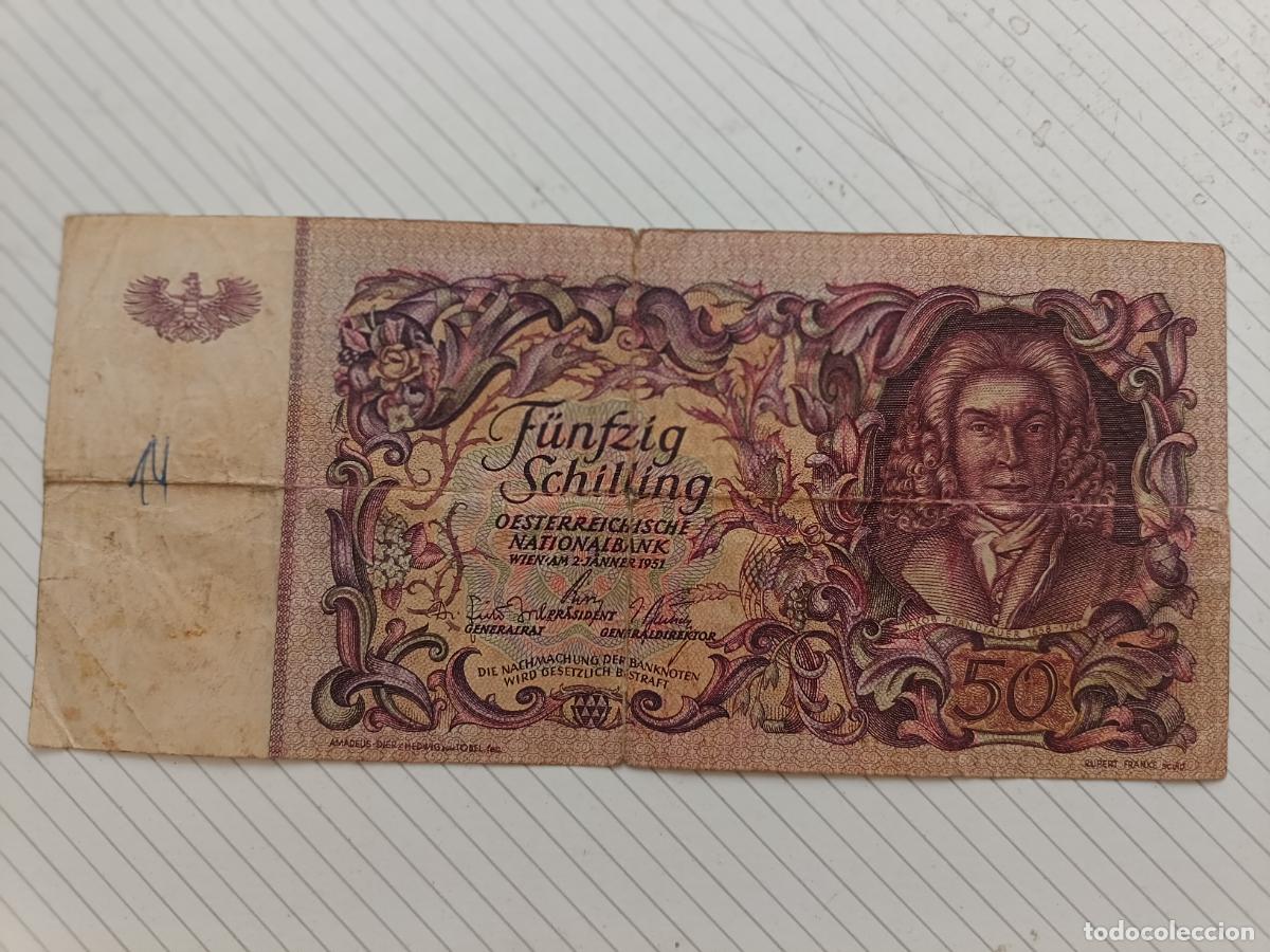 Billetes extranjeros: AUSTRIA 50 CHELINES 1951