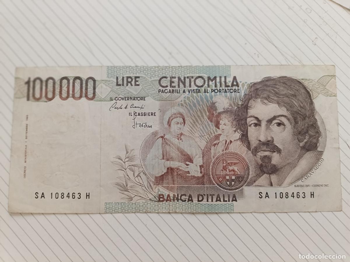 Billetes extranjeros: Italia 100000 Lire Caravaggio 1983