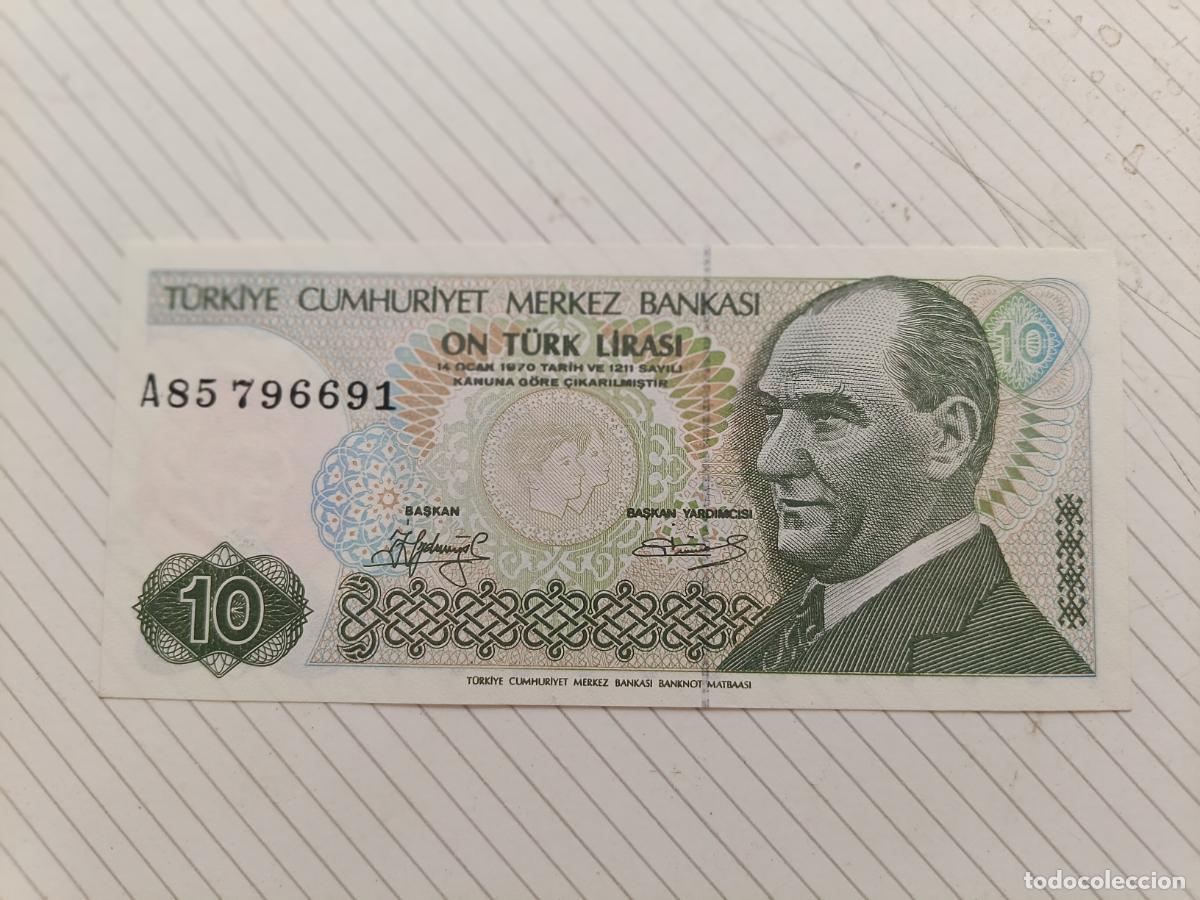 Billetes extranjeros: TURQUIA - 10 lira L.1970 SC