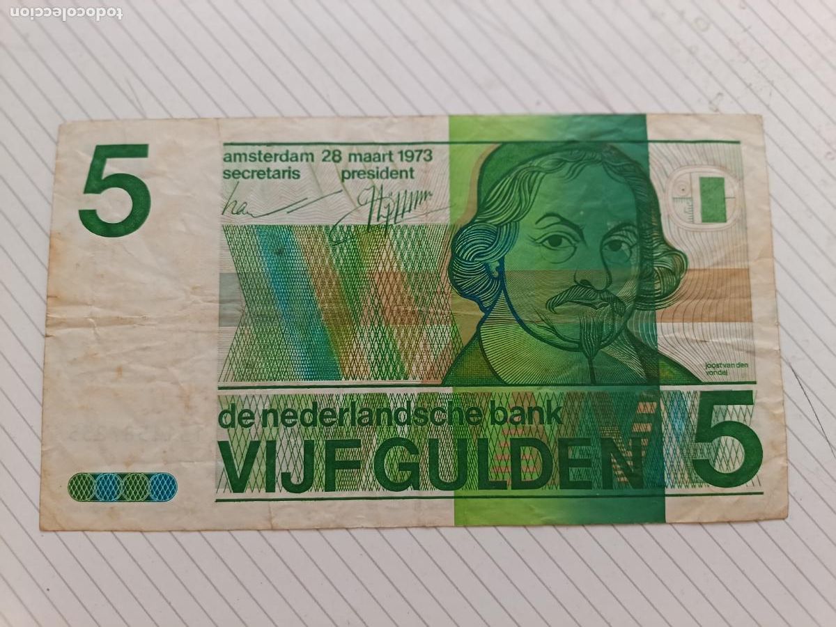 Billetes extranjeros: Holanda 5 Gulden 1973