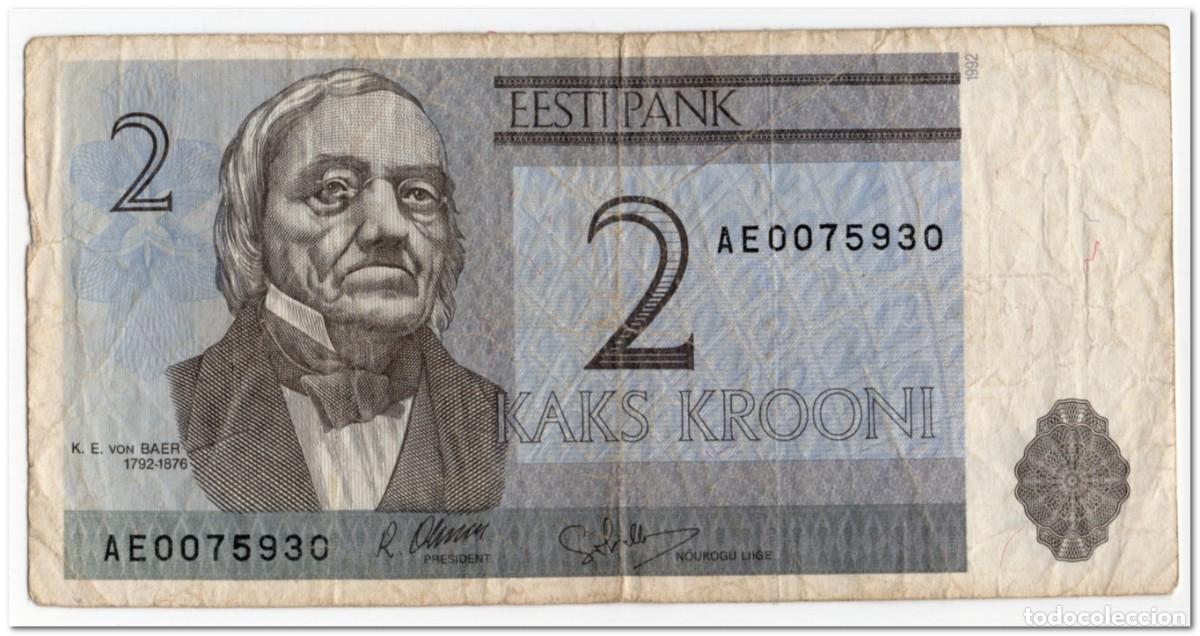 Billetes extranjeros: ESTONIA,2 KROONI,1992,P.70,FINE