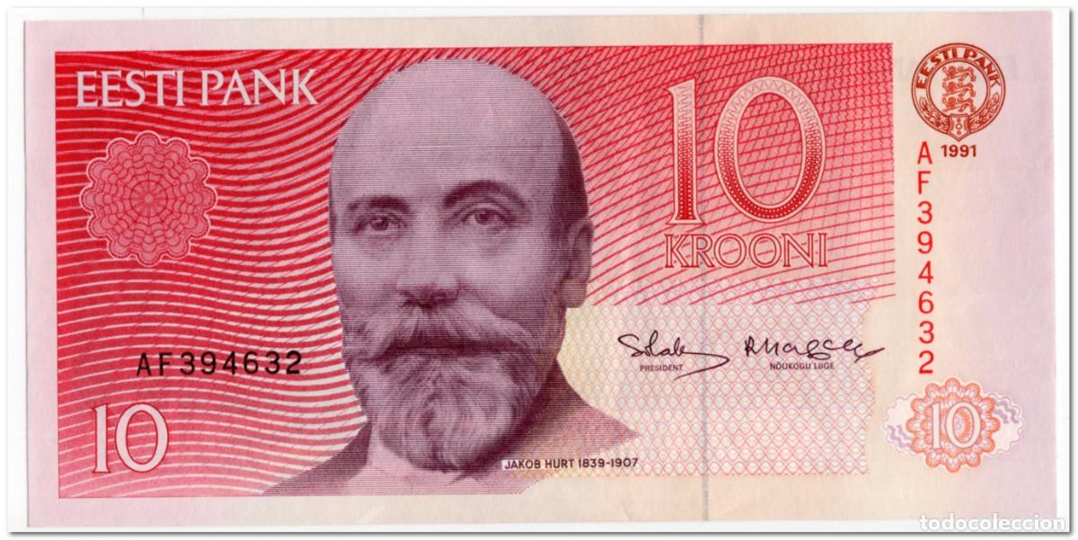 Billetes extranjeros: ESTONIA,10 KROON,1991,P.72a,XF+