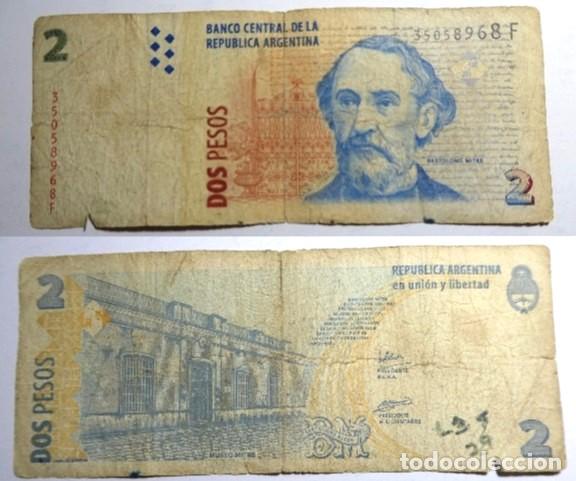 Billetes extranjeros: Billete de Argentina 2 pesos, circulado