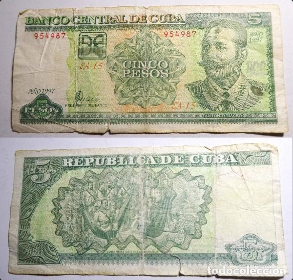 Billetes extranjeros: Billete de Cuba 5 pesos 1997, circulado
