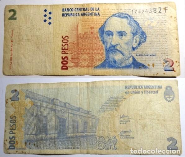 Billetes extranjeros: Billete de Argentina 2 pesos, circulado