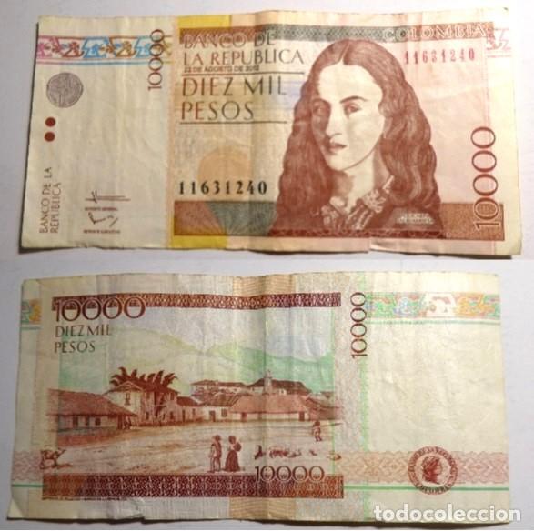 Billetes extranjeros: Billete de Colombia 10000 pesos 2012, circulado