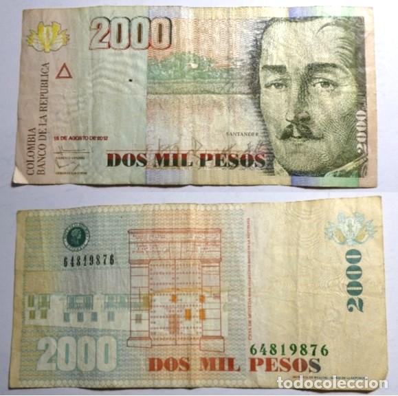 Billetes extranjeros: Billete de Colombia 2000 pesos 2012, circulado