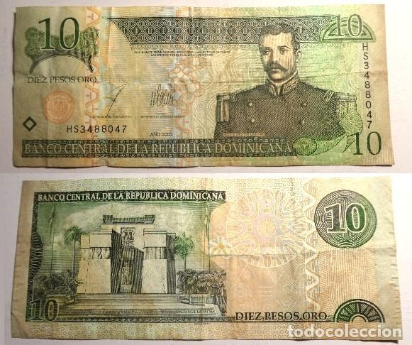 Billetes extranjeros: Billete de REPUBLICA DOMINICANA 10 PESOS ORO 2003, circulado