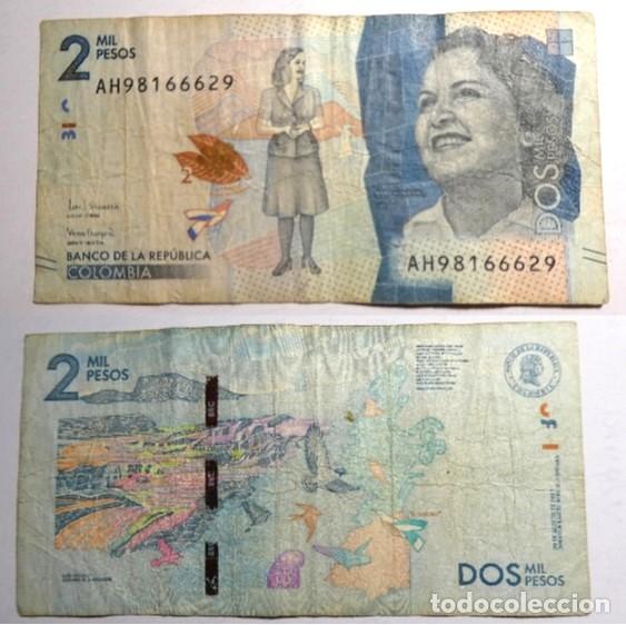 Billetes extranjeros: Billete de COLOMBIA 2000 PESOS 2017, circulado