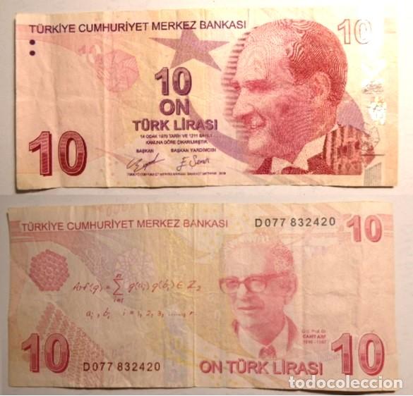 Billetes extranjeros: Billete de Turqu&iacute;a. 10 liras 2009, circulado