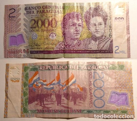 Billetes extranjeros: Billete de Paraguay 2000 Guaran&iacute;es 2017 Pol&iacute;mero, circulado