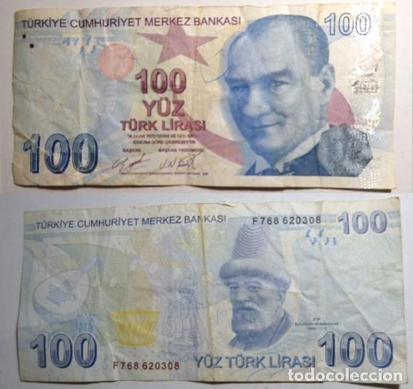 Billetes extranjeros: Billete de Turqu&iacute;a 100 Liras 2009, circulado