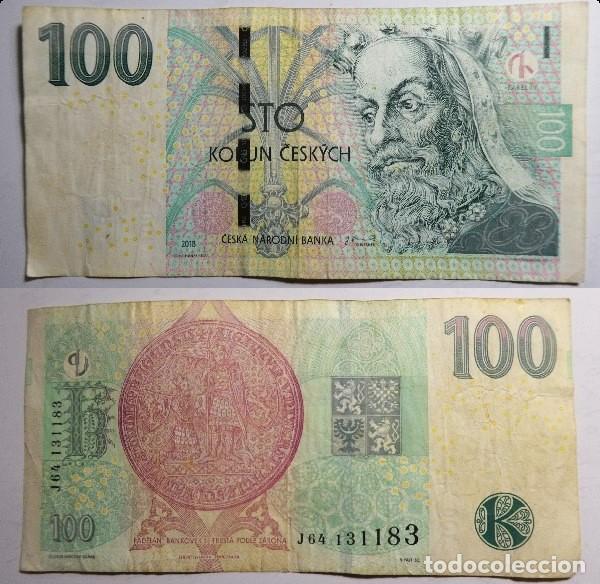 Billetes extranjeros: Billete de REPUBLICA CHECA 100 KORUN 2018, circulado
