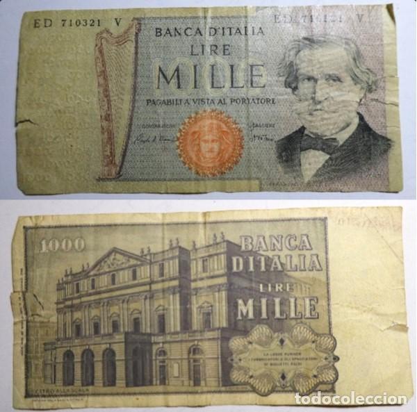 Billetes extranjeros: Billete de Italia 1000 Liras 1969, circulado