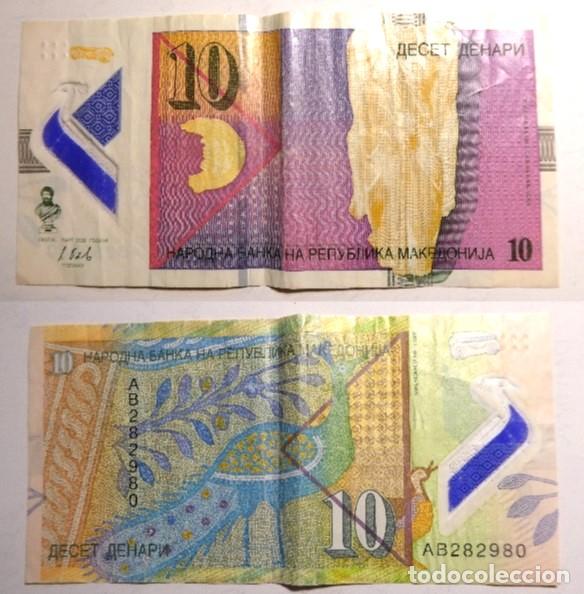 Billetes extranjeros: Billete de MACEDONIA 10 DINARES 2018 Polimero, circulado