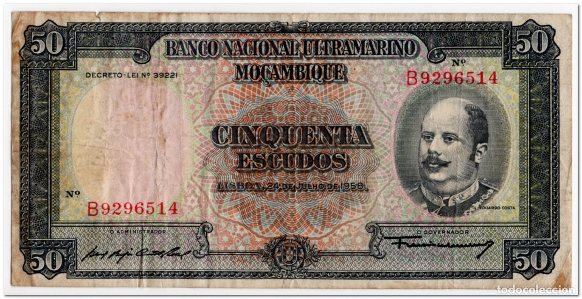 Billetes extranjeros: MOZAMBIQUE,50 ESCUDOS,1958,P.106,FINE