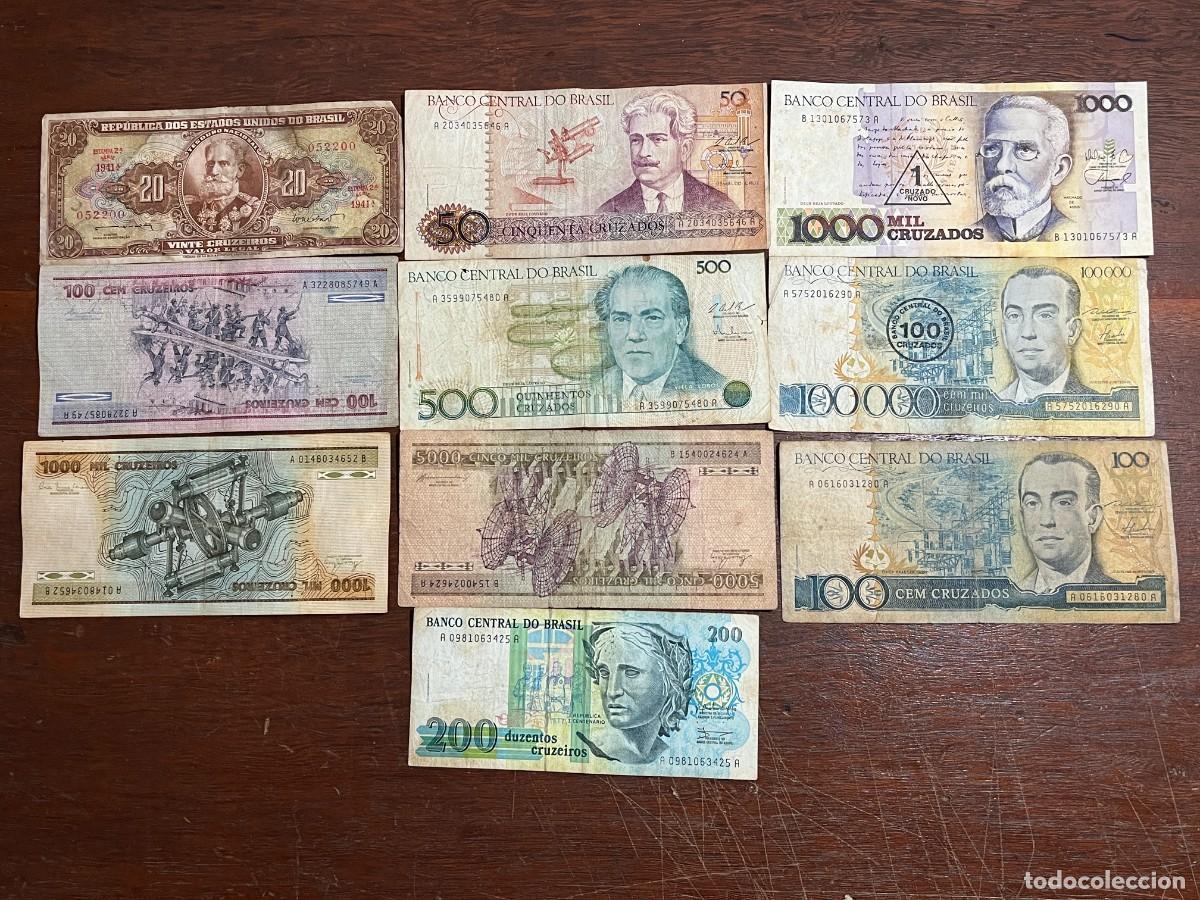 Billetes extranjeros: Lote de 10 Banknotes - billetes de papel moneda de Brasil - 052200