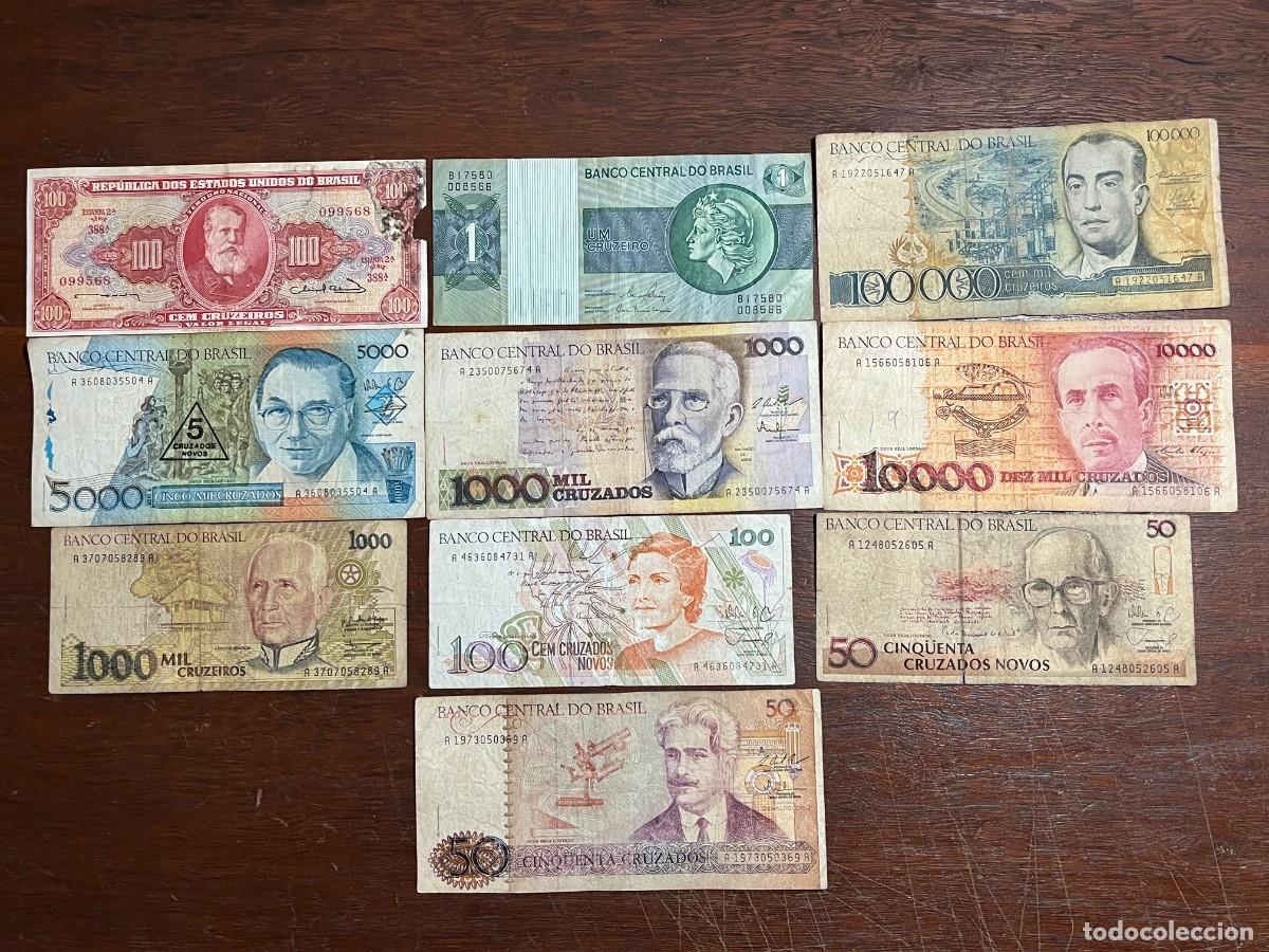 Billetes extranjeros: Lote de 10 Banknotes - billetes de papel moneda de Brasil - 099568