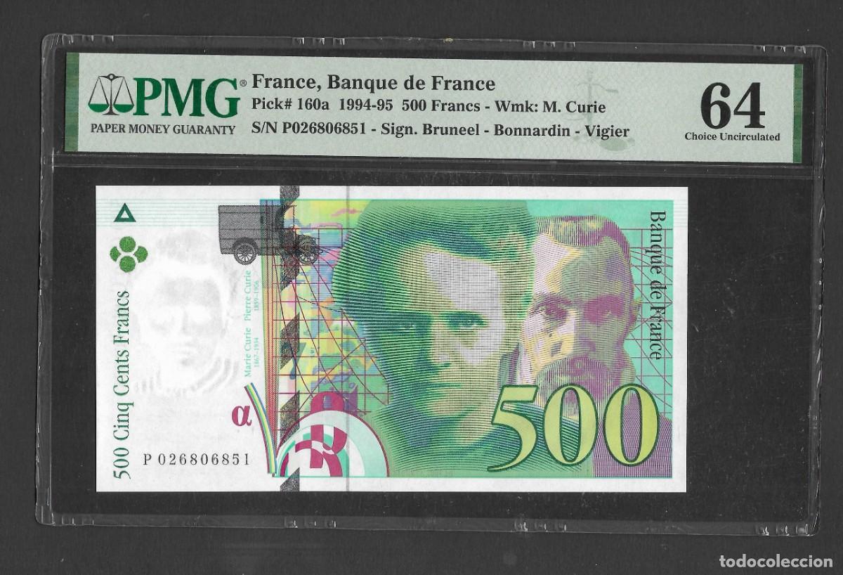 Billetes extranjeros: FRANCIA 500 FRANCOS 1994 CERTIFICADO PMG64