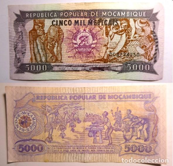 Billetes extranjeros: Billete de Mozambique 5000 Meticais 1989, circulado