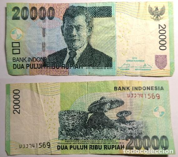 Billetes extranjeros: Billete de INDONESIA 20000 RUPIAS 2015, circulado