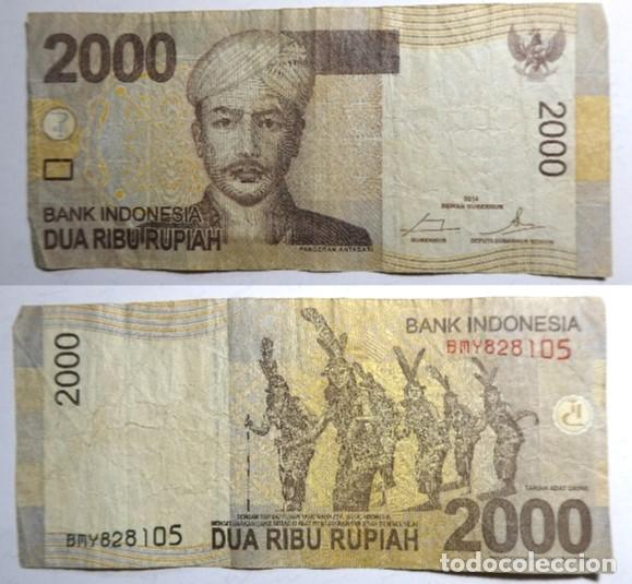 Billetes extranjeros: Billete de INDONESIA 2000 RUPIAS 2014, circulado