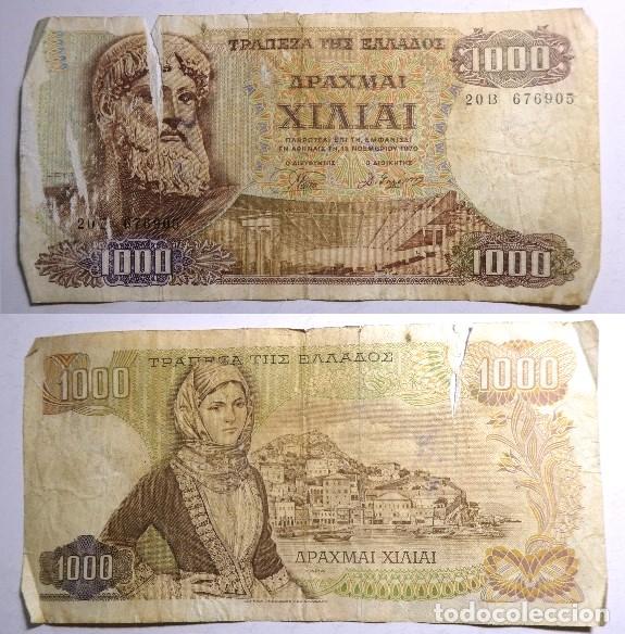 Billetes extranjeros: Billete de GRECIA. 1000 drachmai 1970, circulado