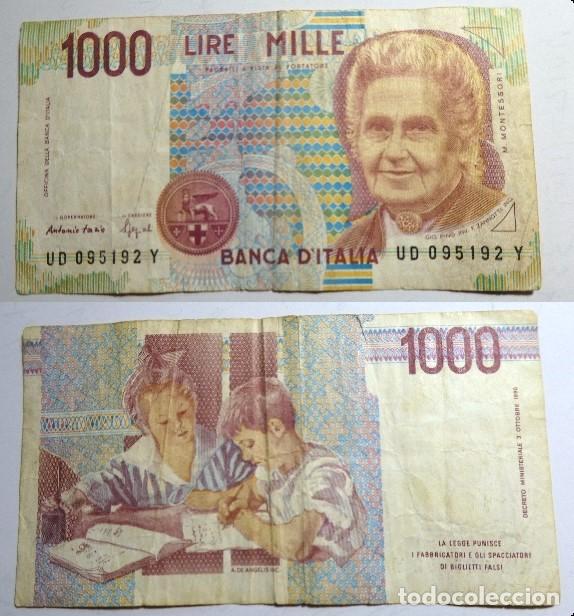 Billetes extranjeros: Billete de ITALIA 1000 LIRAS 1990., circulado
