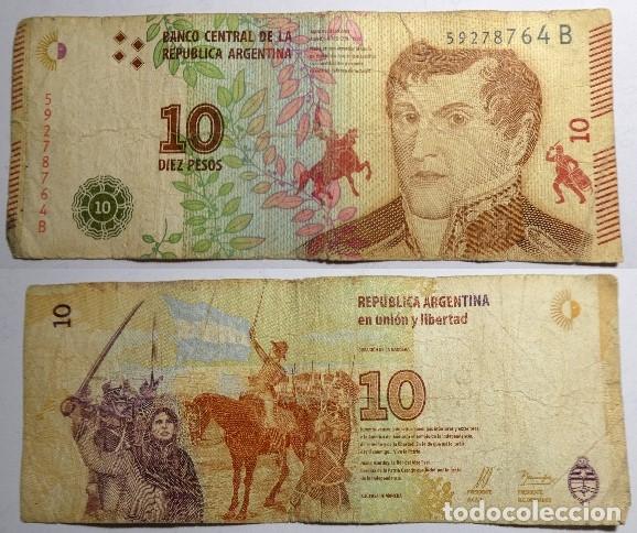 Billetes extranjeros: Billete de ARGENTINA. 10 pesos , circulado