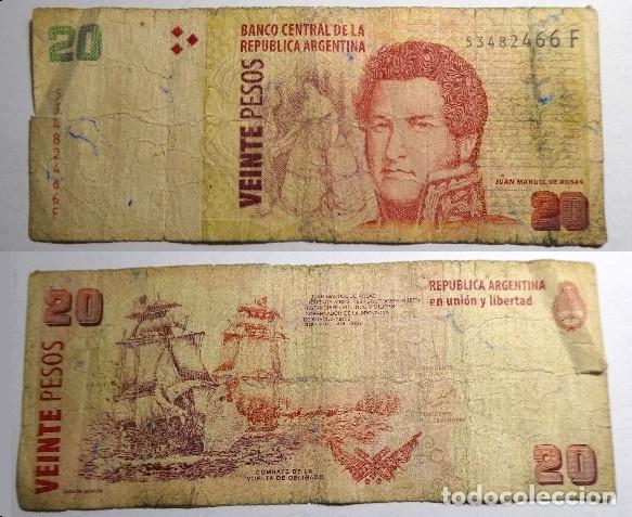 Billetes extranjeros: Billete de ARGENTINA 20 pesos, circulado