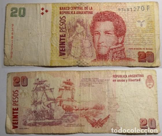 Billetes extranjeros: Billete de ARGENTINA 20 pesos, circulado