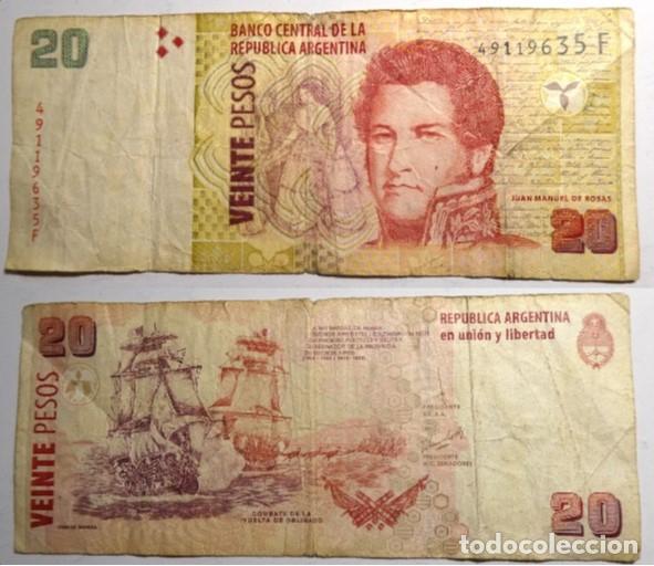 Billetes extranjeros: Billete de ARGENTINA 20 pesos, circulado