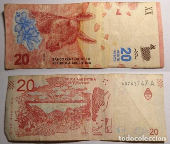 Billetes extranjeros: Billete de ARGENTINA 20 pesos, circulado