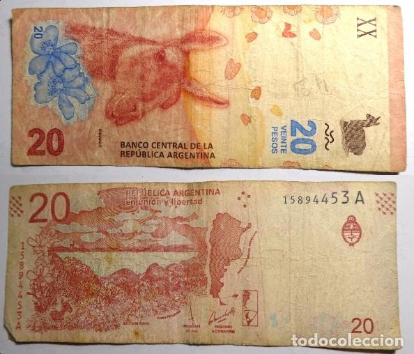 Billetes extranjeros: Billete de ARGENTINA 20 pesos, circulado