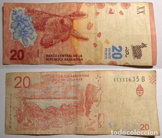 Billetes extranjeros: Billete de ARGENTINA 20 pesos, circulado