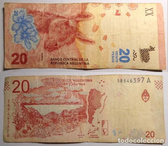 Billetes extranjeros: Billete de ARGENTINA 20 pesos, circulado