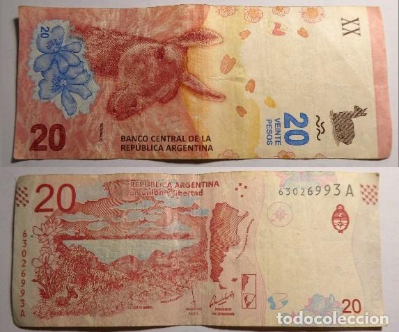 Billetes extranjeros: Billete de ARGENTINA 20 pesos, circulado