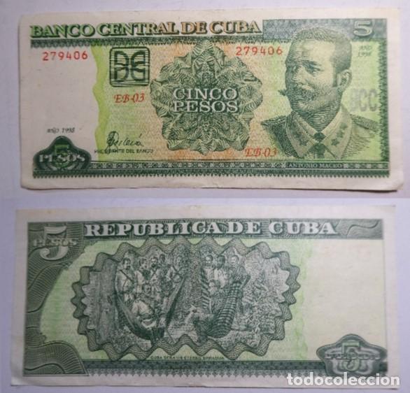 Billetes extranjeros: Billete de CUBA 5 PESOS 1990, MBC