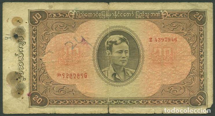 Billetes extranjeros: BIRMANIA (BURMA, Myanmar). 20 kyats 1965. Pick 55.