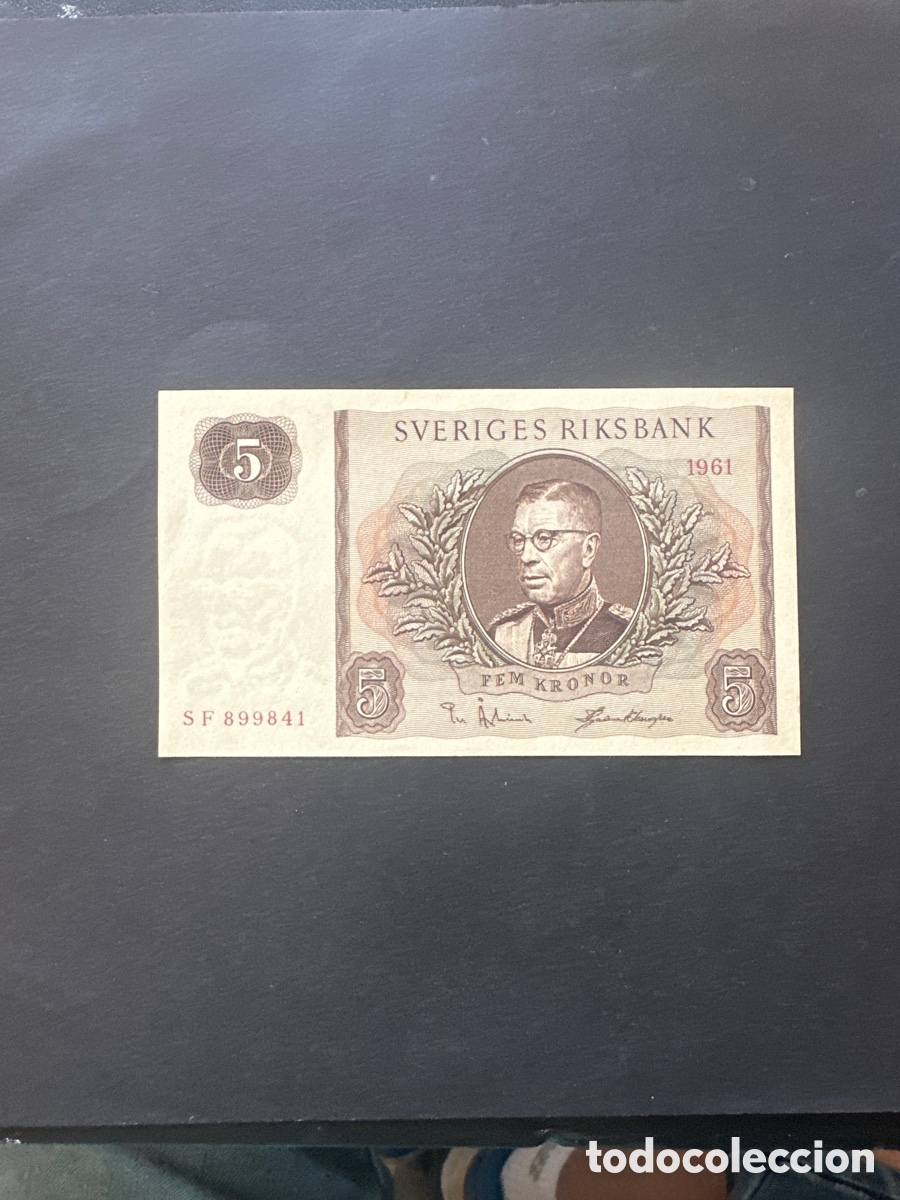 Billetes extranjeros: Billete de Suecia de 5 coronas a&ntilde;o 1961 , sin circular