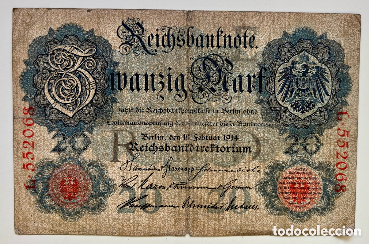 Billets internationaux: Billete ALEMANIA 20 Marcos 1914. Mark