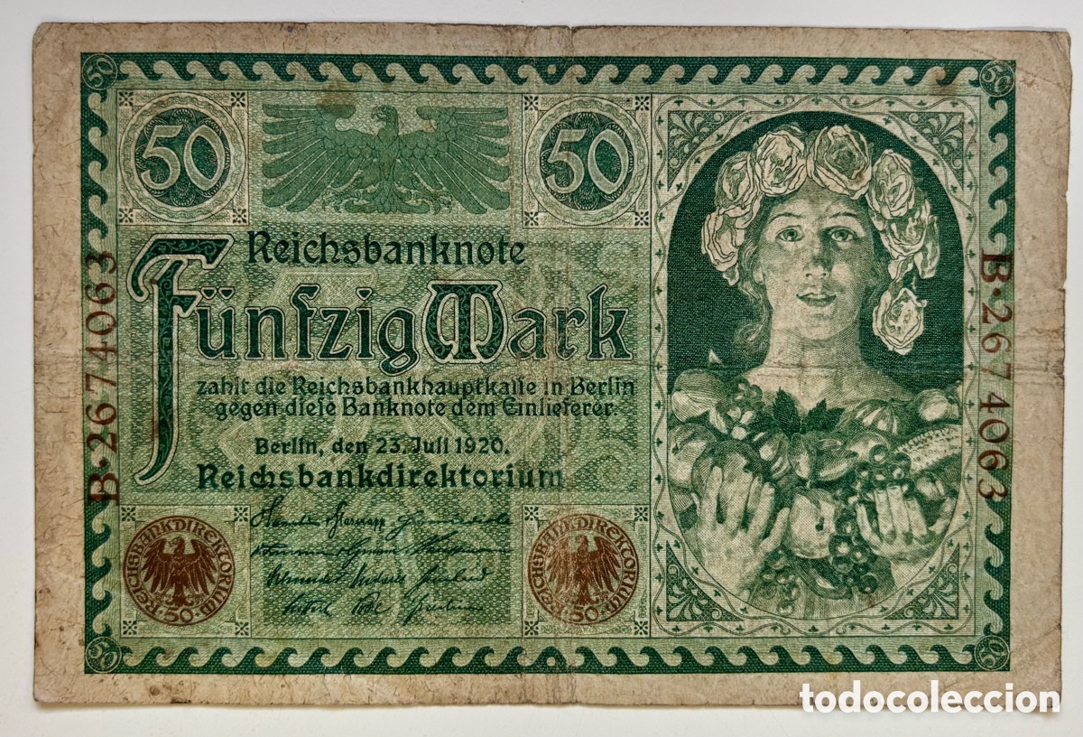 Billetes extranjeros: Billete ALEMANIA 50 Marcos 1920. Mark