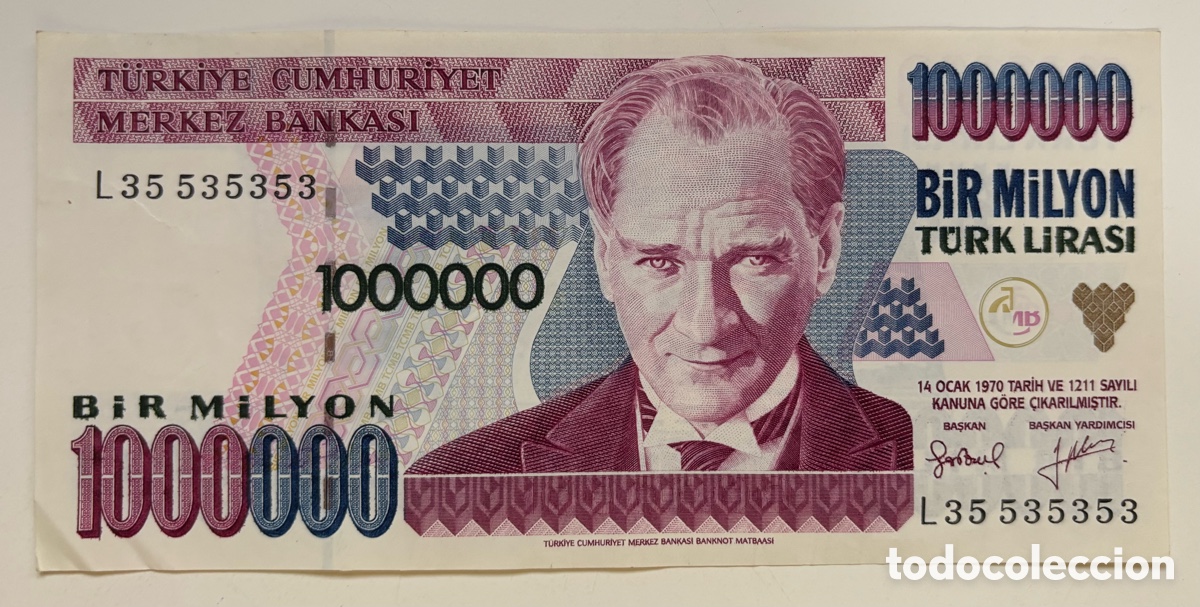 Billetes extranjeros: Billete TURQUIA 1000000 Lira (1999-2002)