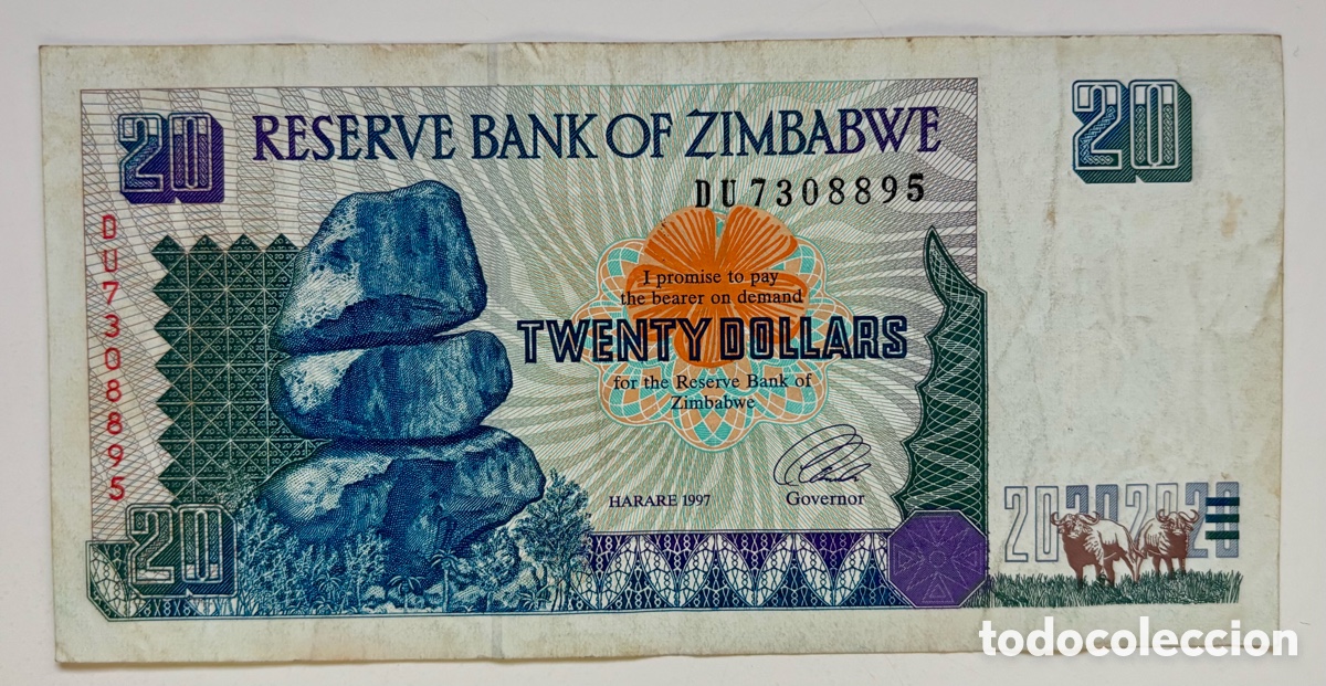 Billetes extranjeros: Billete ZIMBABWE 20 Dolares 1997