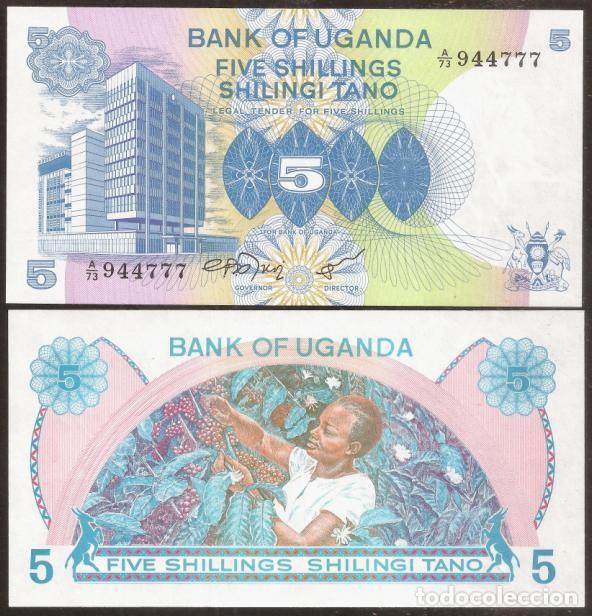 Notas Internacionais: UGANDA. 5 shillings (1979). Pick 10. S/C.