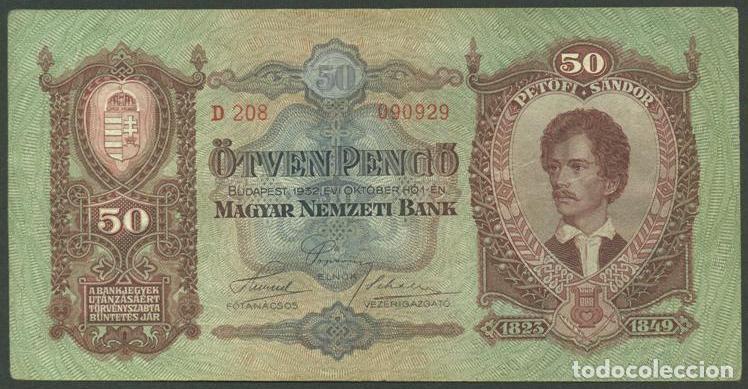 Notas Internacionais: HUNGRIA. 50 pengo 1932. Pick 99.