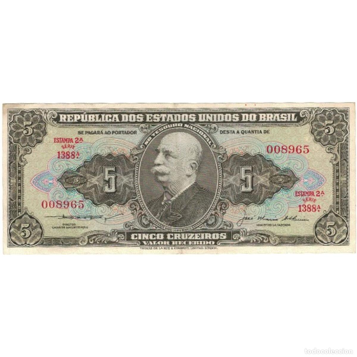 Billetes extranjeros: [#808938] Billete, 5 Cruzeiros, Undated (1962-64), Brasil, KM:176d, EBC