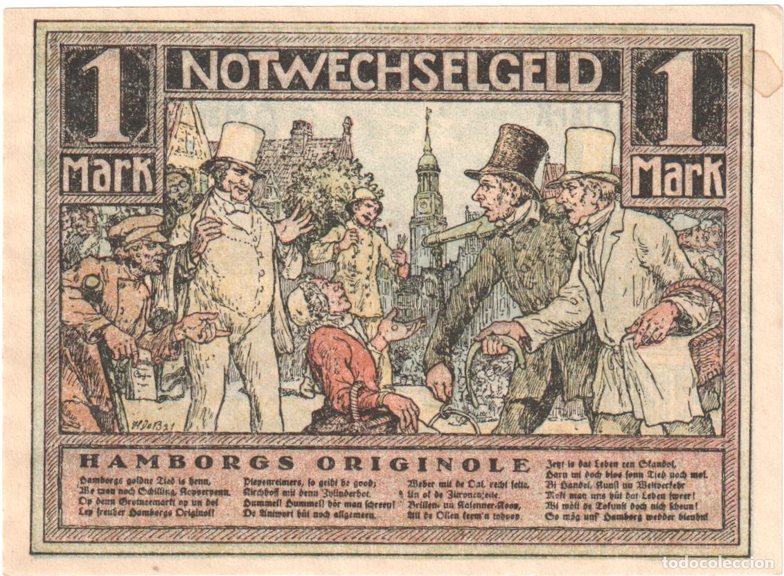 Billetes extranjeros: [#328693] Billete, Alemania, Hamburg, 1 Mark, personnage, O.D, UNC, Mehl:559.1